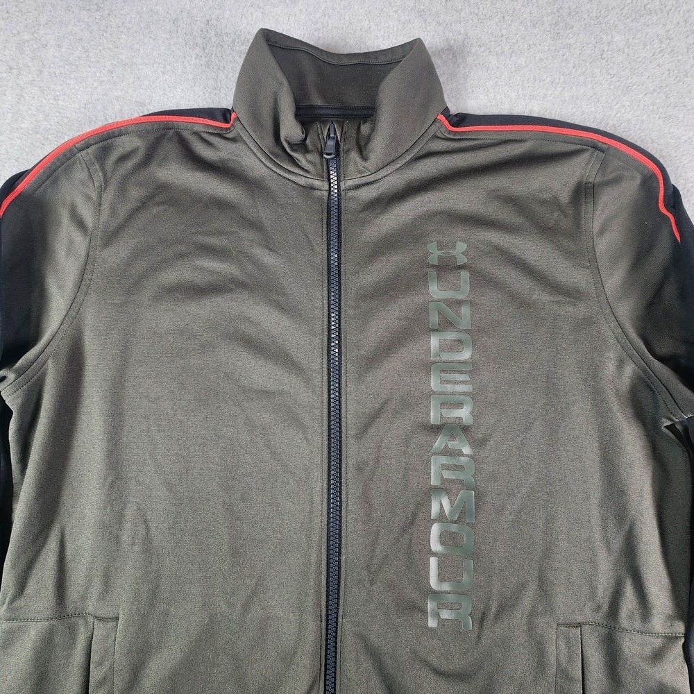 Under Armour Unstoppable Track Jacket Mens Medium Green Full-Zip Pockets
